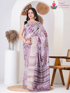 Lavender SyntheticSilk Party saree with Printed from Rang Rajasthani