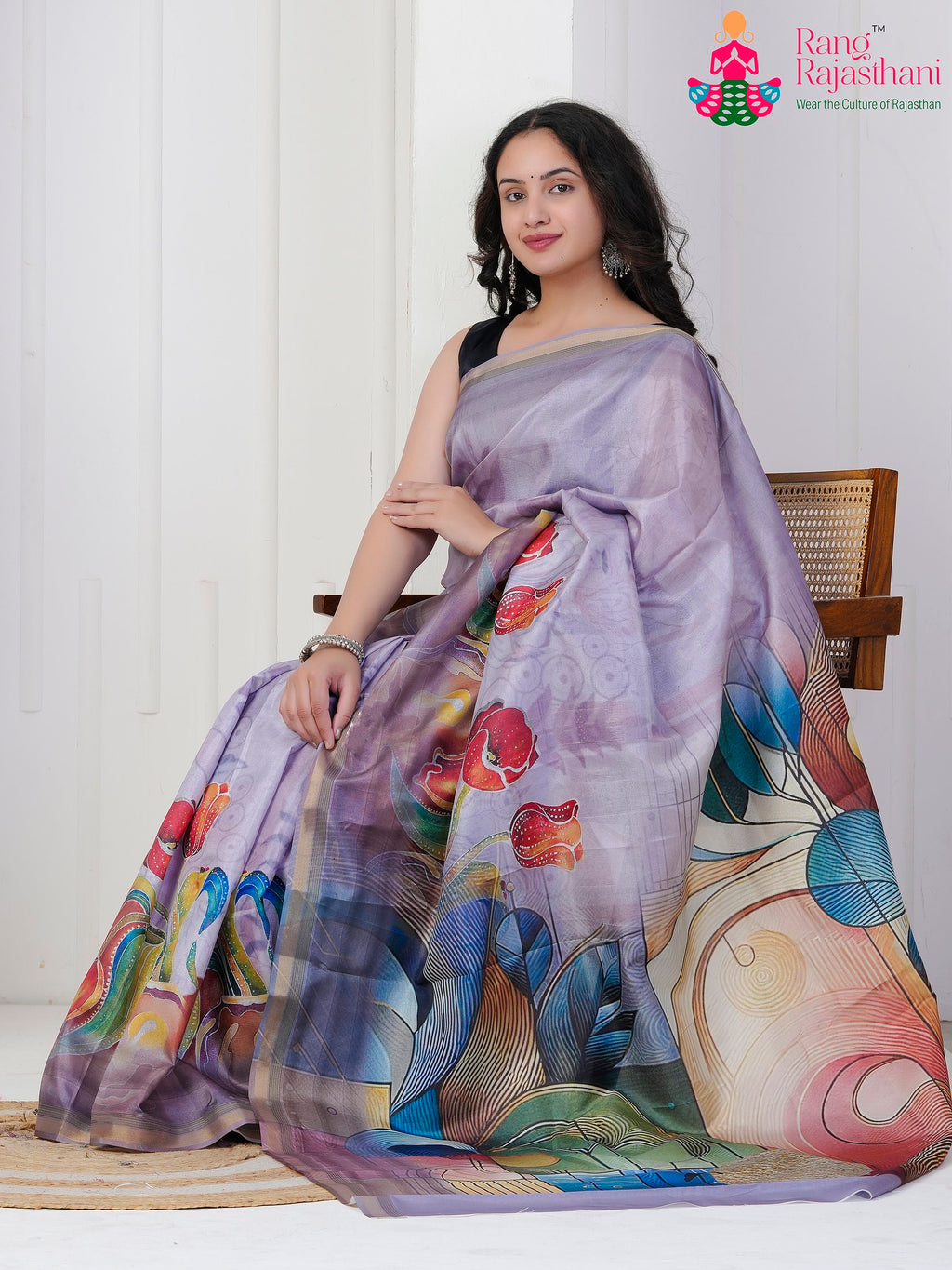 Lavender Imported saree with Printed pallu detailing