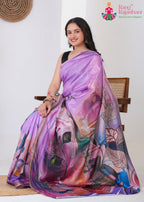 Lavender Imported saree with Printed pallu detailing