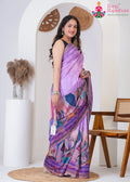 Purple Art Silk Printed Saree for Raksha Bandhan | Signature Drape
