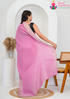 Lavender Pure Silk saree with Banarasi Zari Work Border and Jacquard back view
