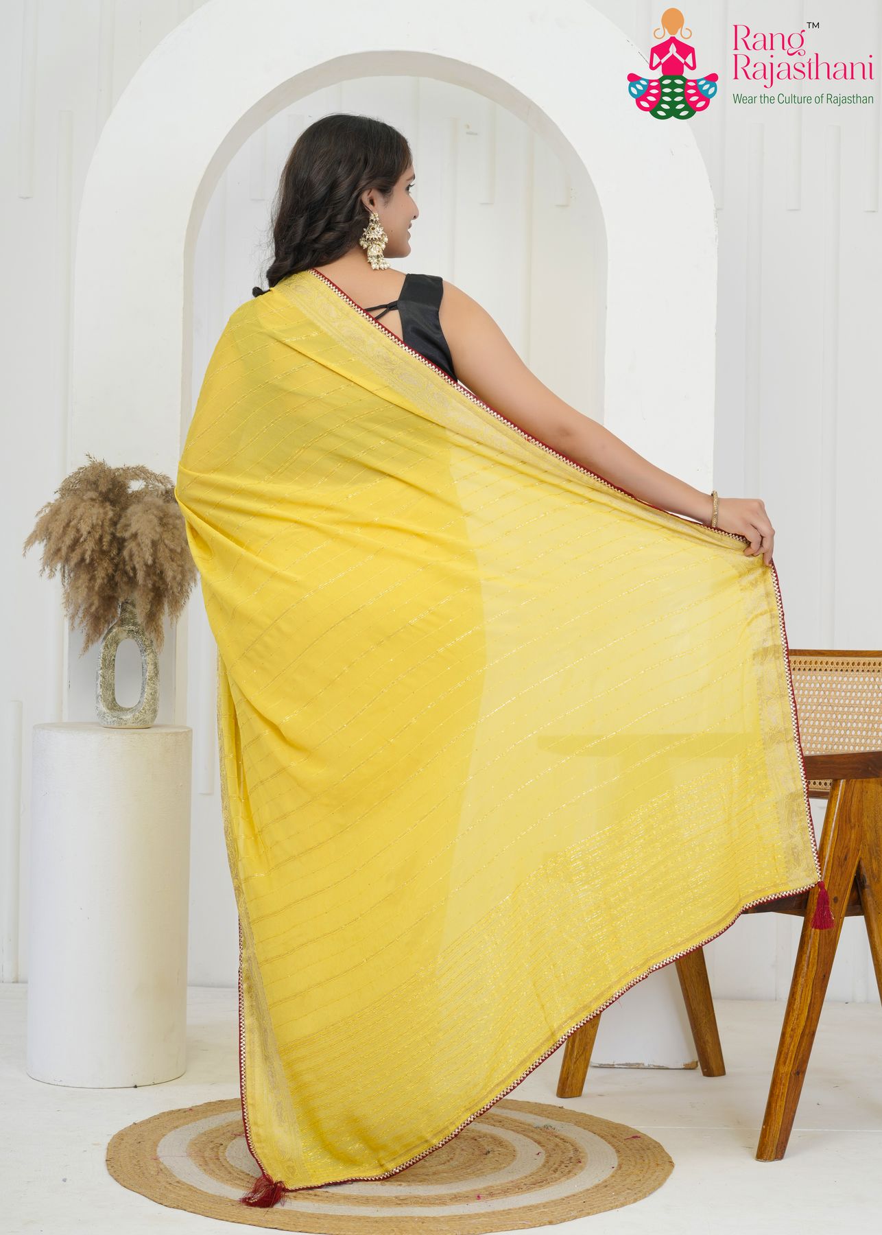 Pure Yellow Simple Saree - Party Ready