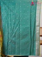 Yellow SyntheticSilk saree with BanarasiZari pleats view