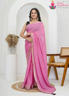 Pink Chinnon Rosy Aura Saree : Karigar Crafted