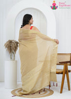 Gold Pure Georgette saree with Khaddi Work back view