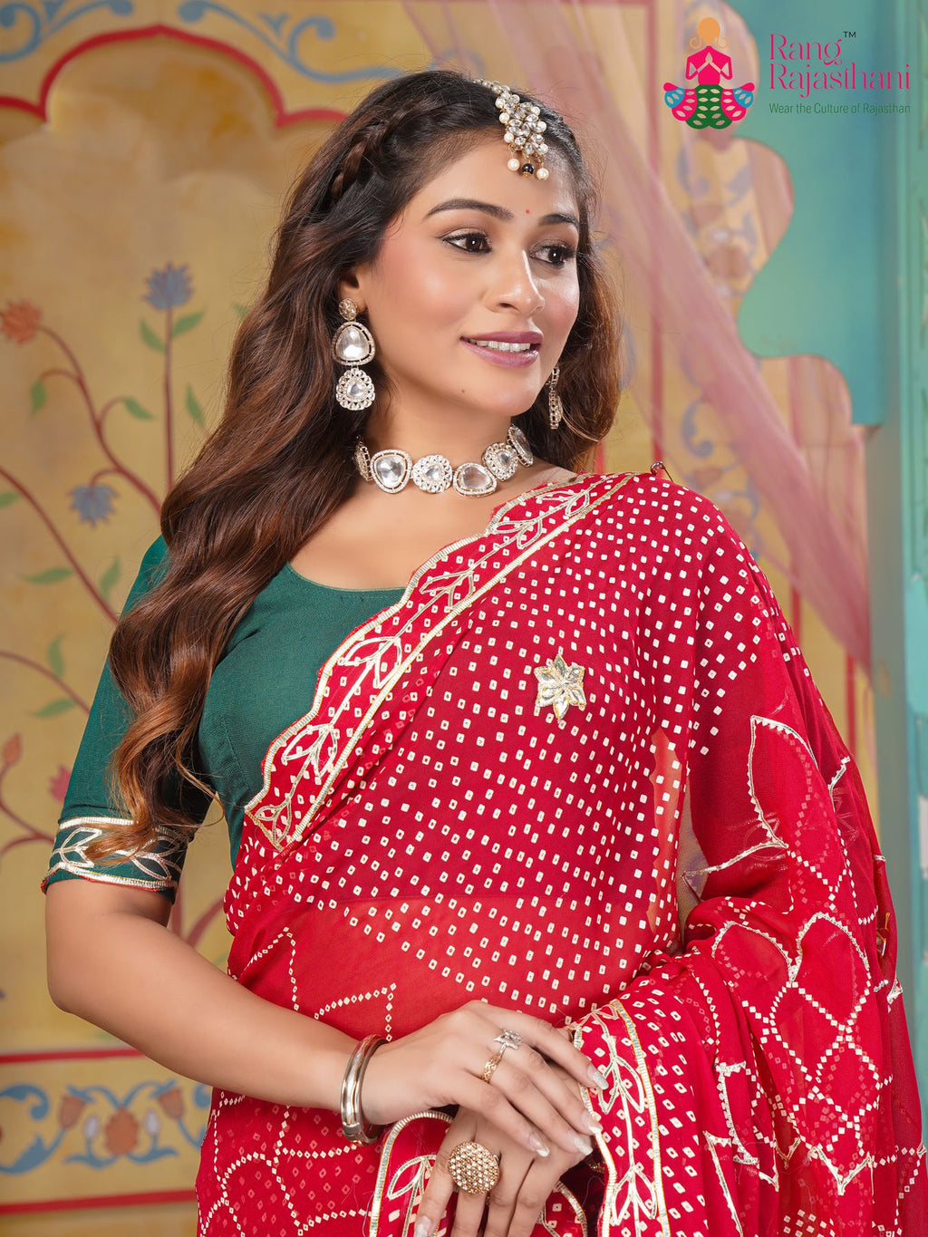 Soft Red Chundi Saree - Festive