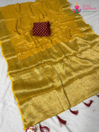 border detailing of lightweight yellow fabric saree