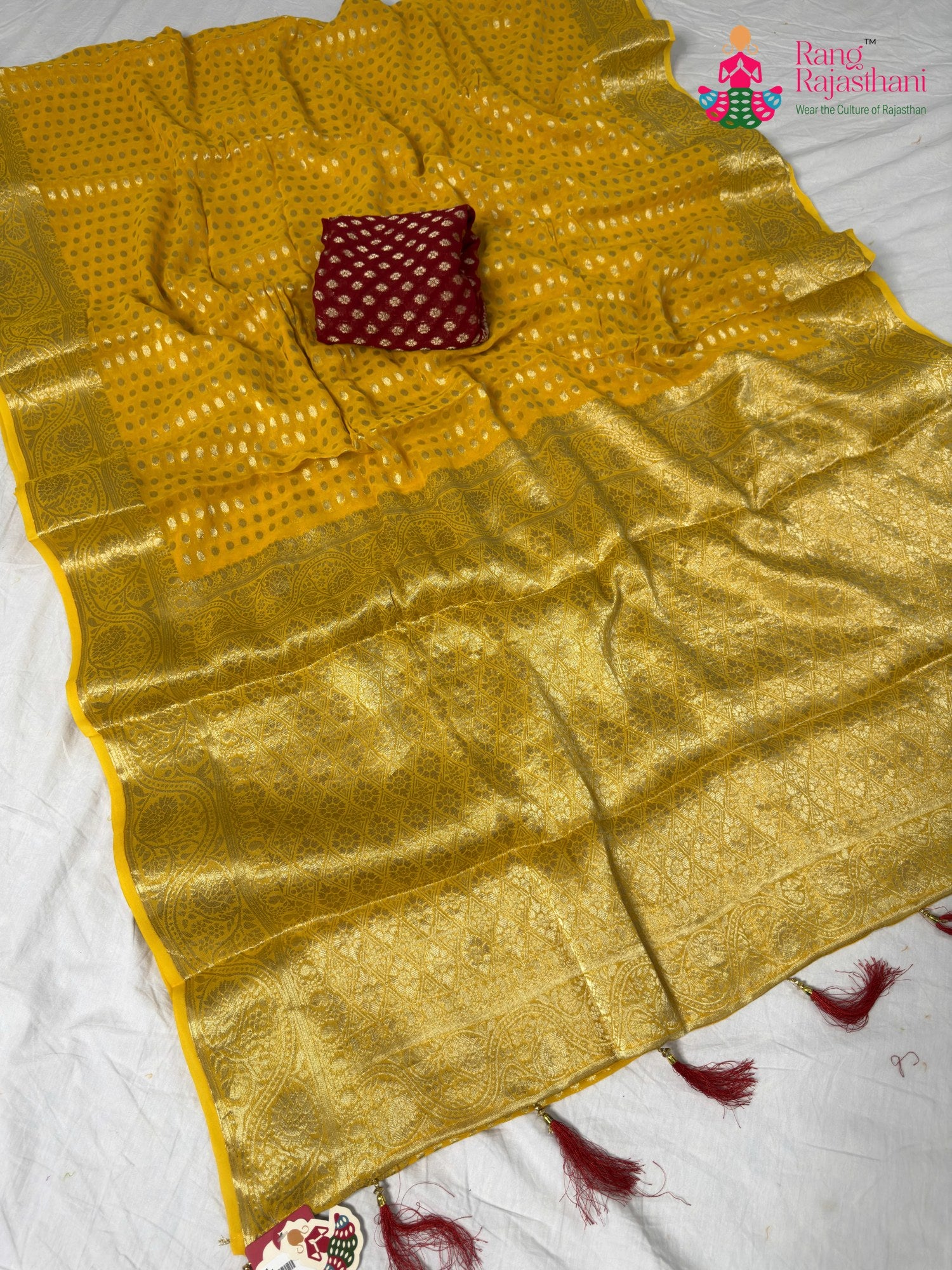 border detailing of lightweight yellow fabric saree
