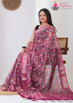 Onion Imported saree with Printed pallu detailing