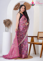 Onion Imported saree with Printed side drape view