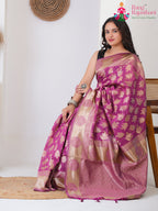 Onion Cotton saree with Printed pallu detailing