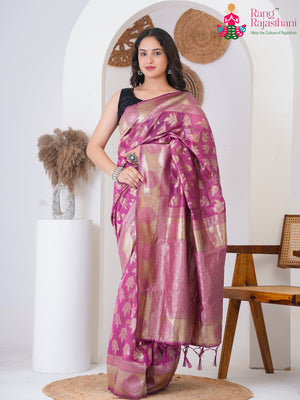 Wine Cotton Silk Weaving Saree for Casual | Style Edit