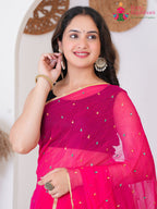 Rani PureChiffon saree with Mirror close up detailing