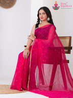 Rani PureChiffon saree with Mirror pallu detailing