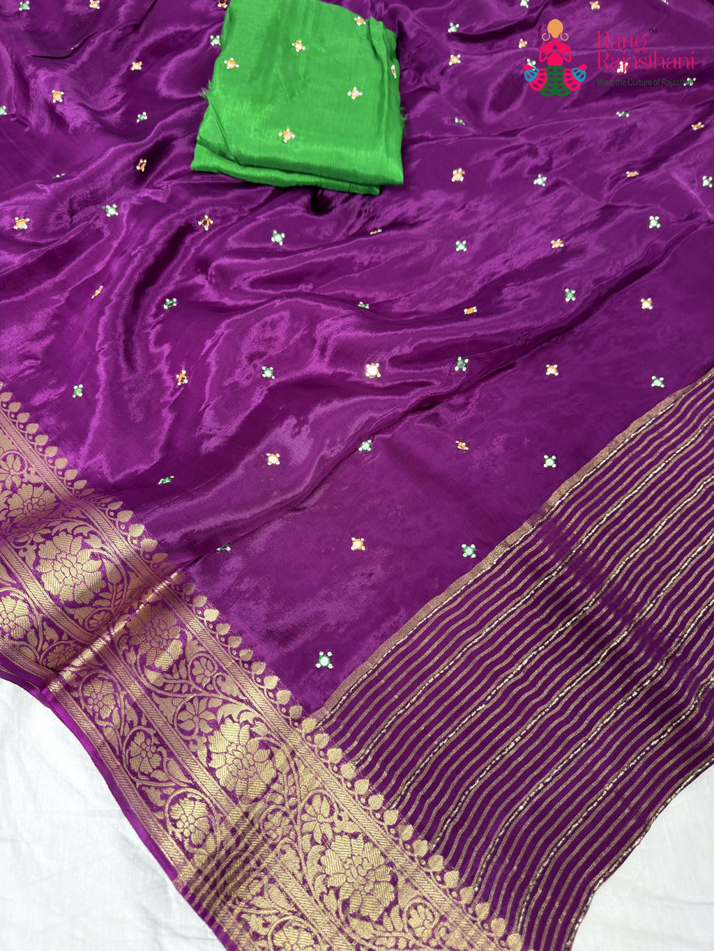 full view of magenta silk saree