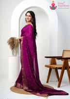 Magenta Silk saree with Sequence side drape view