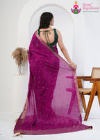Magenta Silk saree with Sequence back view