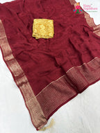 maroon chinnon jacquard weave saree by Rang Rajasthani
