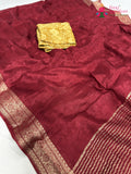 Maroon Chinnon Jacquard Weave Saree for Sangeet Night | Fashion Edit