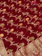 Maroon Soft Georgette Meenakari Zari Saree for Wedding Reception | Shop Now