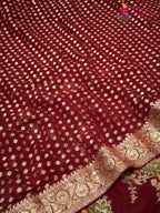 Maroon Soft Georgette Meenakari Zari Saree for Wedding Reception | Shop Now