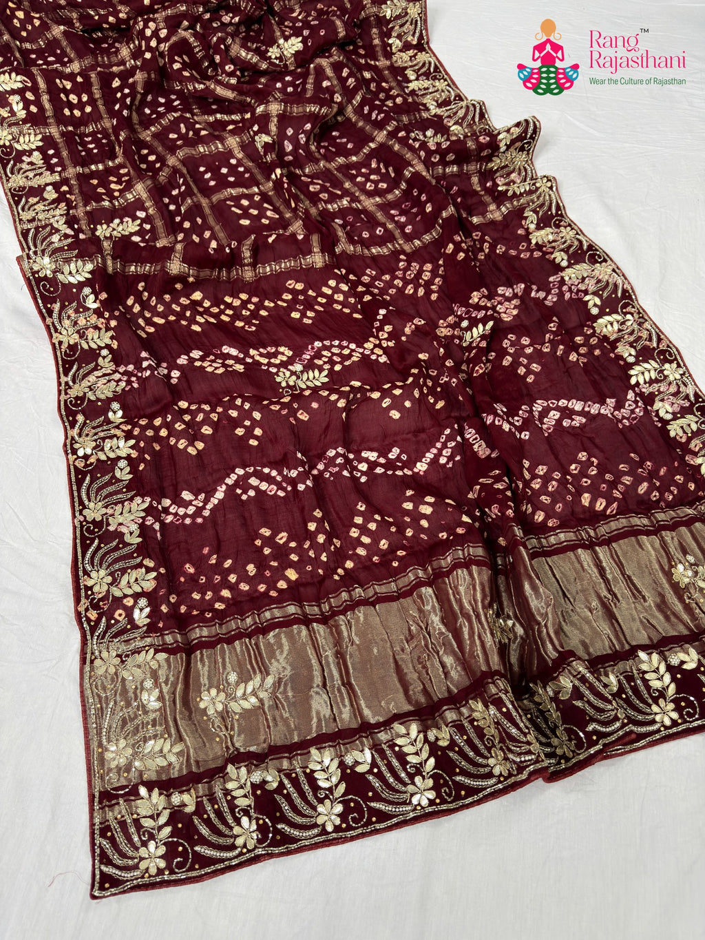 fabric texture of maroon pure modal silk khaddi saree