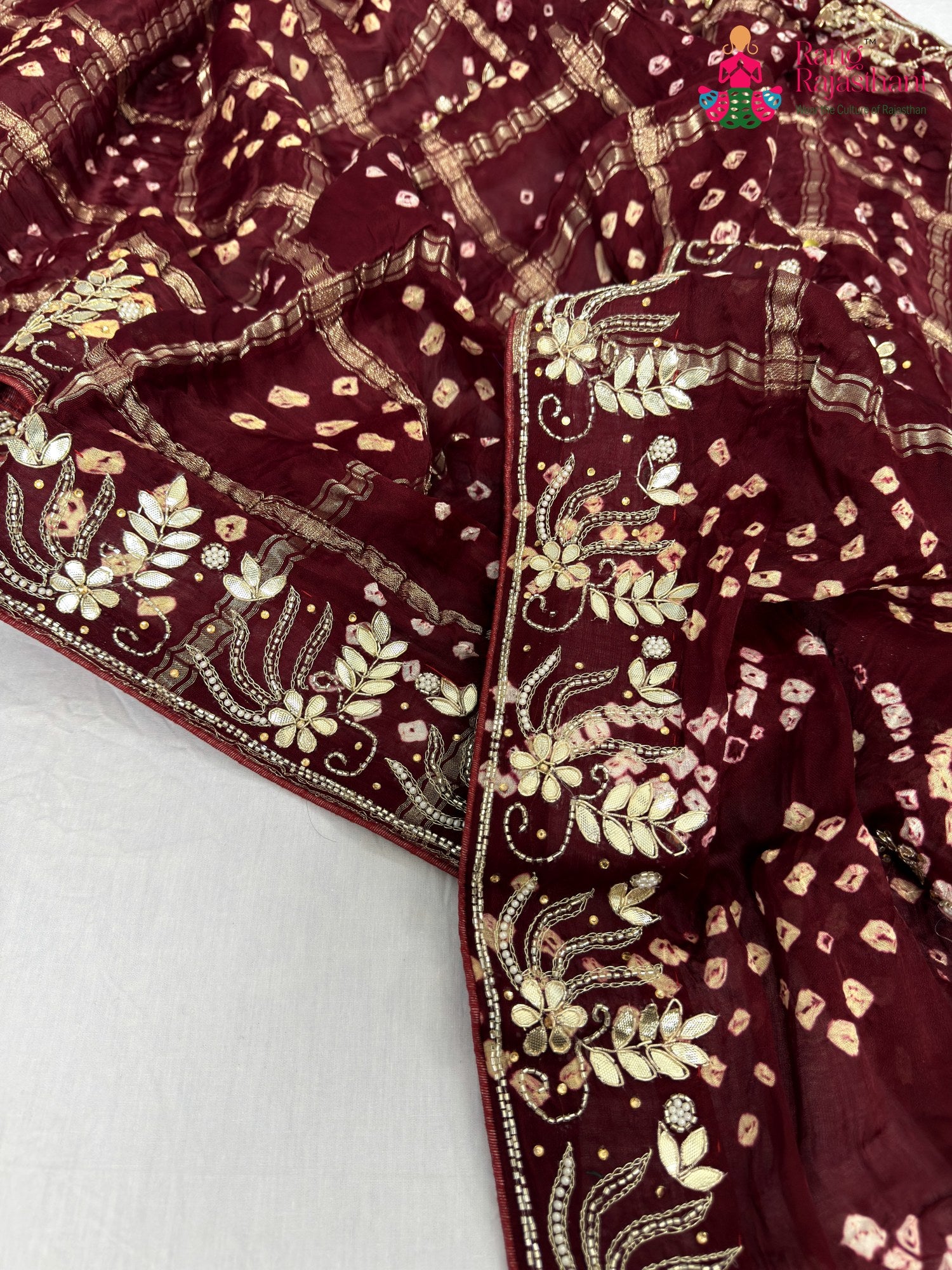 full view of maroon pure modal silk khaddi saree