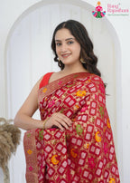 Maroon Pure Georgette saree with Khaddi Work close up detailing