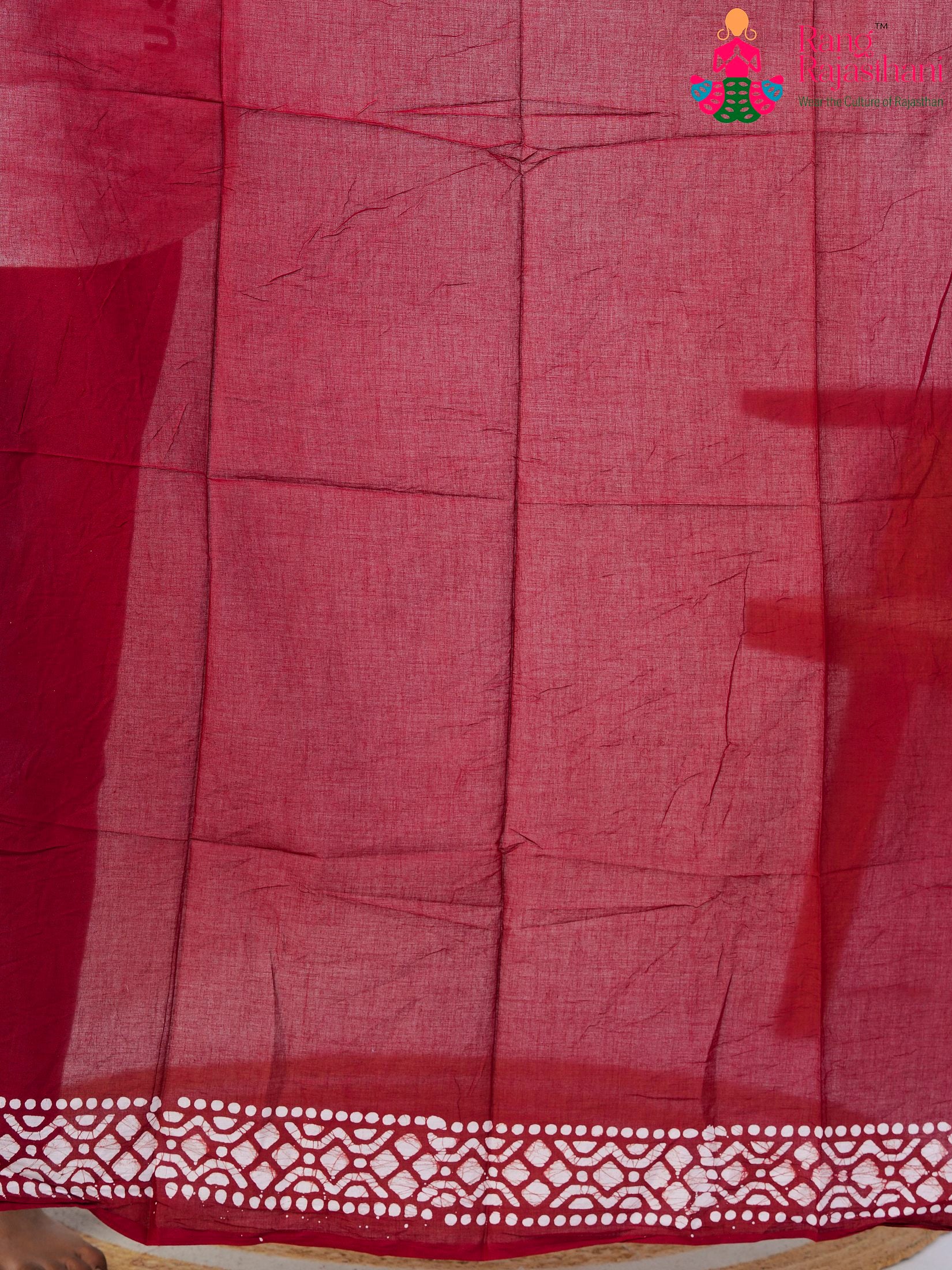 Maroon Cotton saree with Printed pleats view