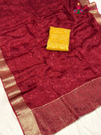 maharon chinnon jacquard weave saree ethnic wear by Rang Rajasthani