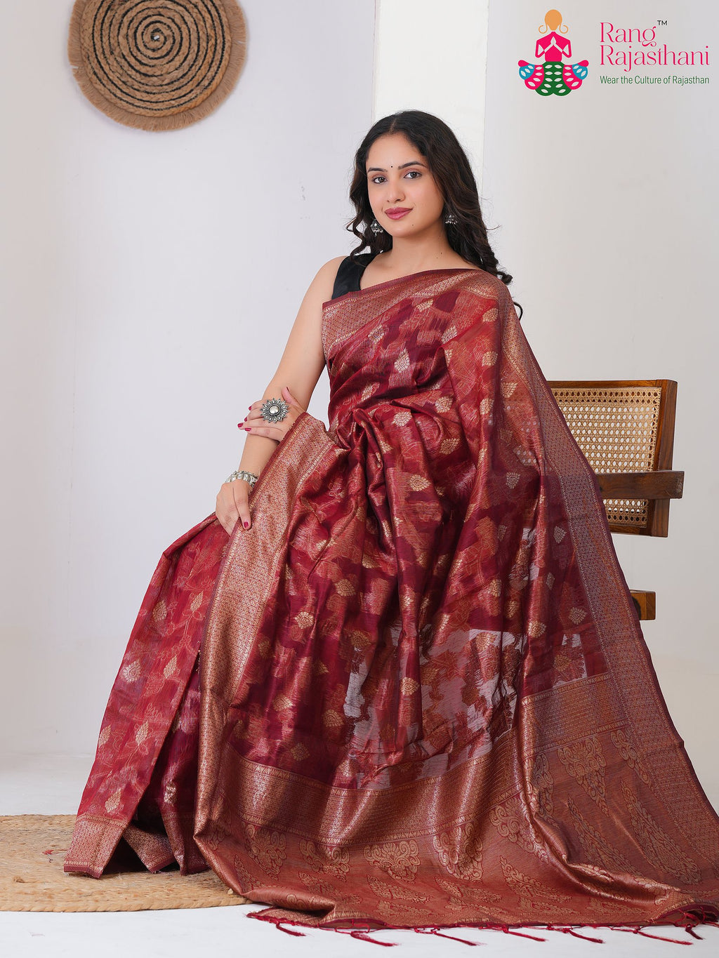 Maroon Cotton saree with Weaving pallu detailing