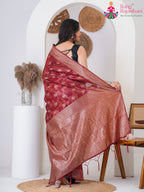 Maroon Cotton saree with Weaving back view