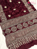 Maroon Modal Ajrakh Print Saree for Festive Celebration | Buy Today