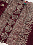 Maroon Modal Ajrakh Print Saree for Festive Celebration | Buy Today