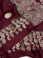 Maroon Modal Ajrakh Print Saree for Festive Celebration | Buy Today
