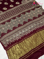 Maroon Modal Ajrakh Print Saree for Festive Celebration | Shop Online