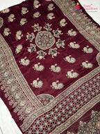 Maroon Modal Ajrakh Print Saree for Festive Celebration | Shop Online