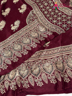 Maroon Modal Ajrakh Print Saree for Festive Celebration | Shop Online