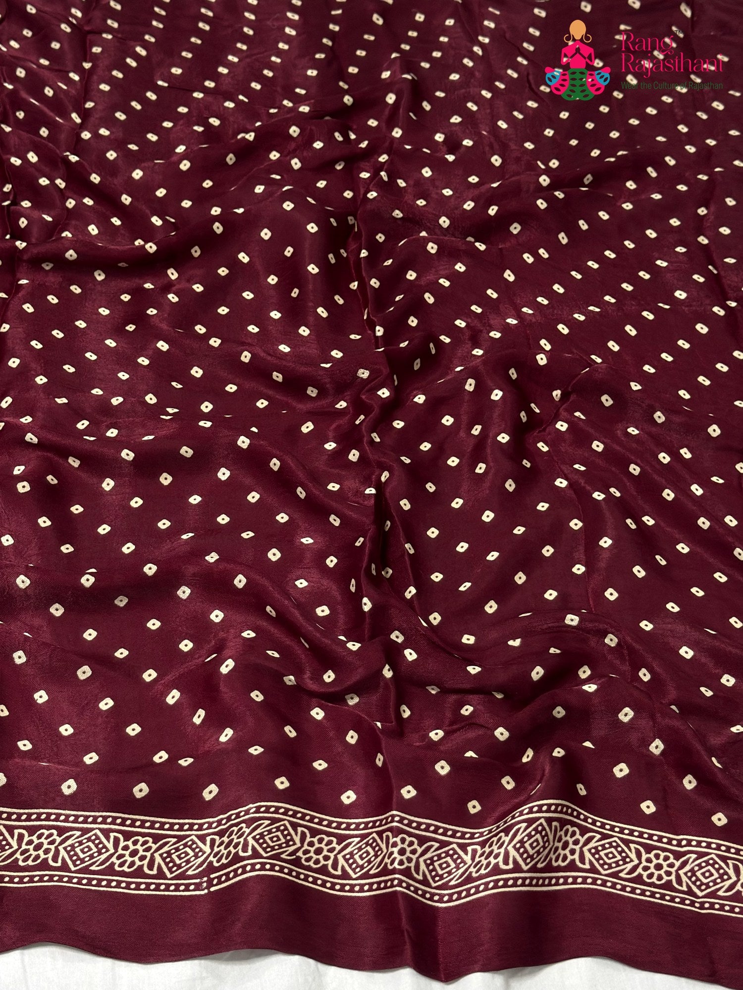 Maroon Modal Ajrakh Print Saree for Festive Celebration | Shop Online