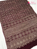 Maroon Modal Ajrakh Print Saree for Festive Celebration | Buy Now