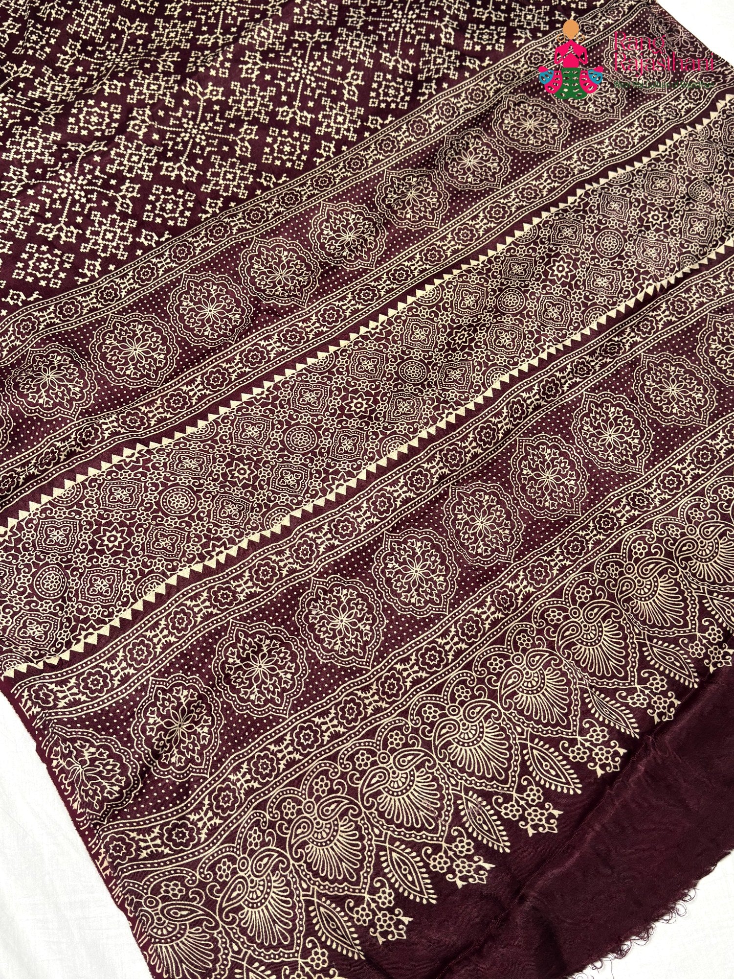 Maroon Modal Ajrakh Print Saree for Festive Celebration | Buy Now