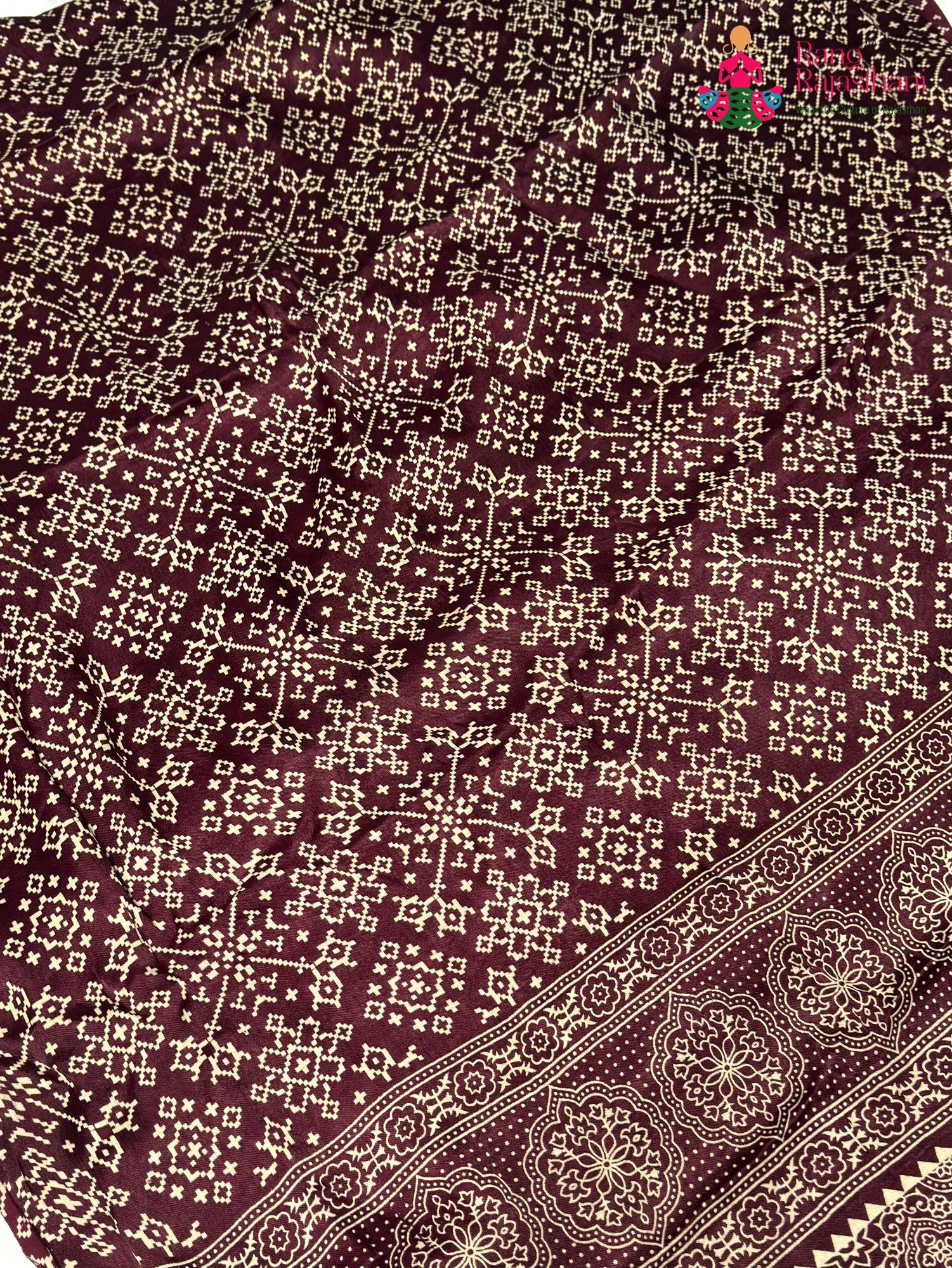 Maroon Modal Ajrakh Print Saree for Festive Celebration | Buy Now