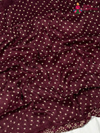 close up view of maroon pure modal silk ajarakh print saree