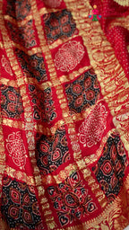 border detail of maroon modal banarasi zari weave gharchola saree