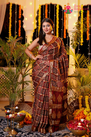 Maroon Modal Banarasi Zari Weave Gharchola Saree for Bridal | Order Online