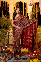 Maroon Modal Banarasi Zari Weave Gharchola Saree for Bridal | Order Online