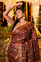 Maroon Modal Banarasi Zari Weave Gharchola Saree for Bridal | Order Online