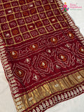 maroon pure gaji silk gota patti saree ethnic wear by Rang Rajasthani