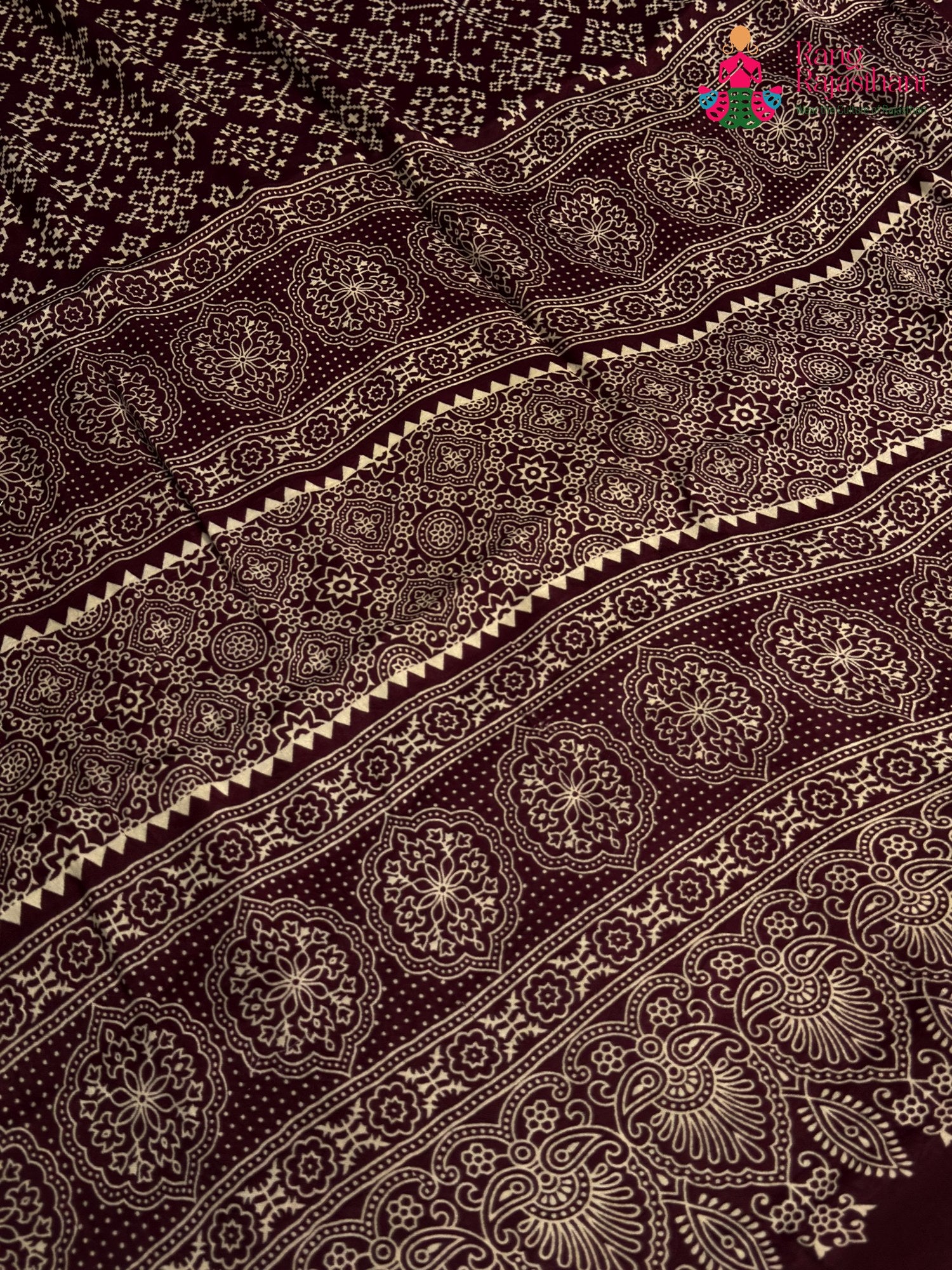 Maroon Modal Ajrakh Print Saree for Festive Celebration | Trending Pick