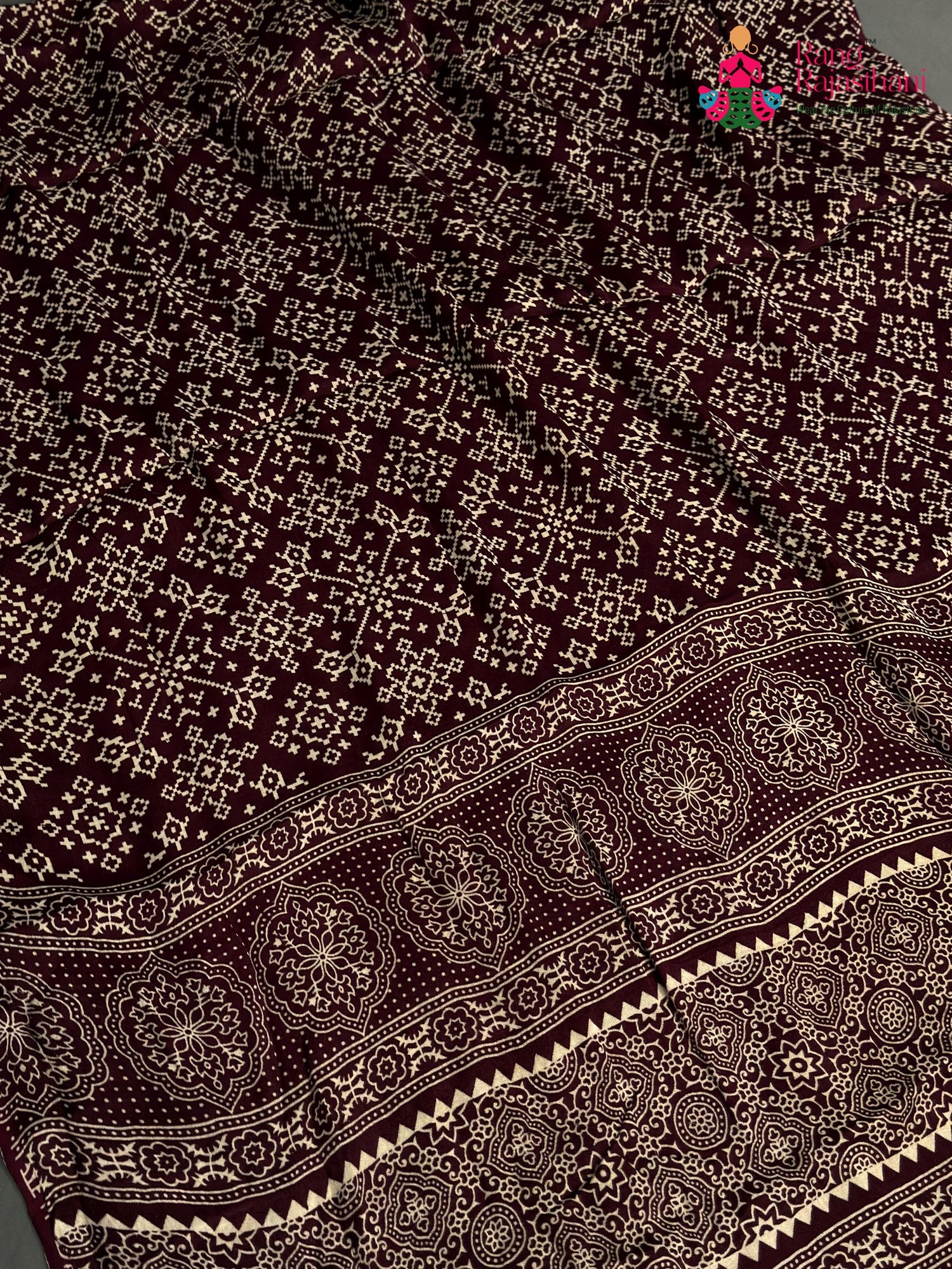 Maroon Modal Ajrakh Print Saree for Festive Celebration | Trending Pick